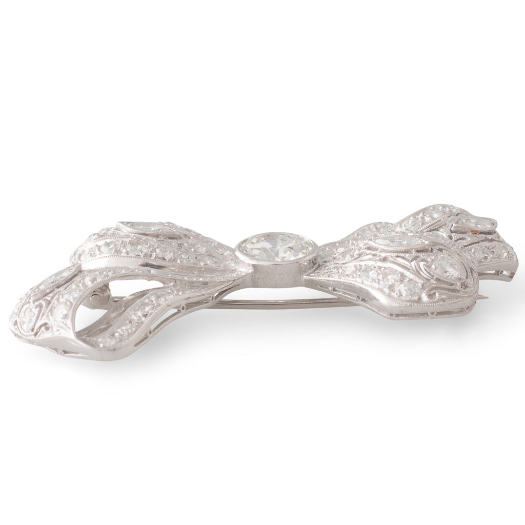 Diamond Bow Brooch