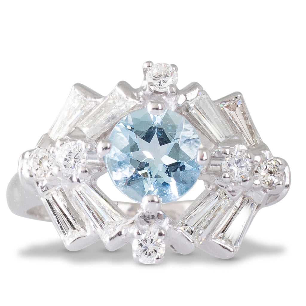 Aquamarine and Diamond Ring