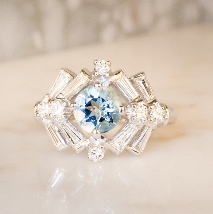 Aquamarine and Diamond Ring