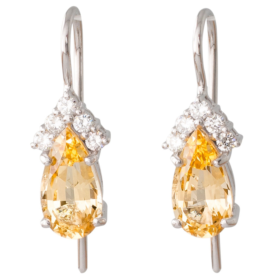 Golden Topaz & Diamond Earrings