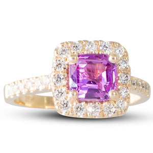 Pink-Purple Sapphire & Diamond Ring