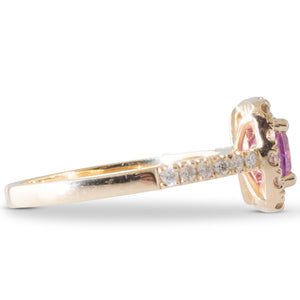 Pink-Purple Sapphire & Diamond Ring