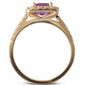 Pink-Purple Sapphire & Diamond Ring