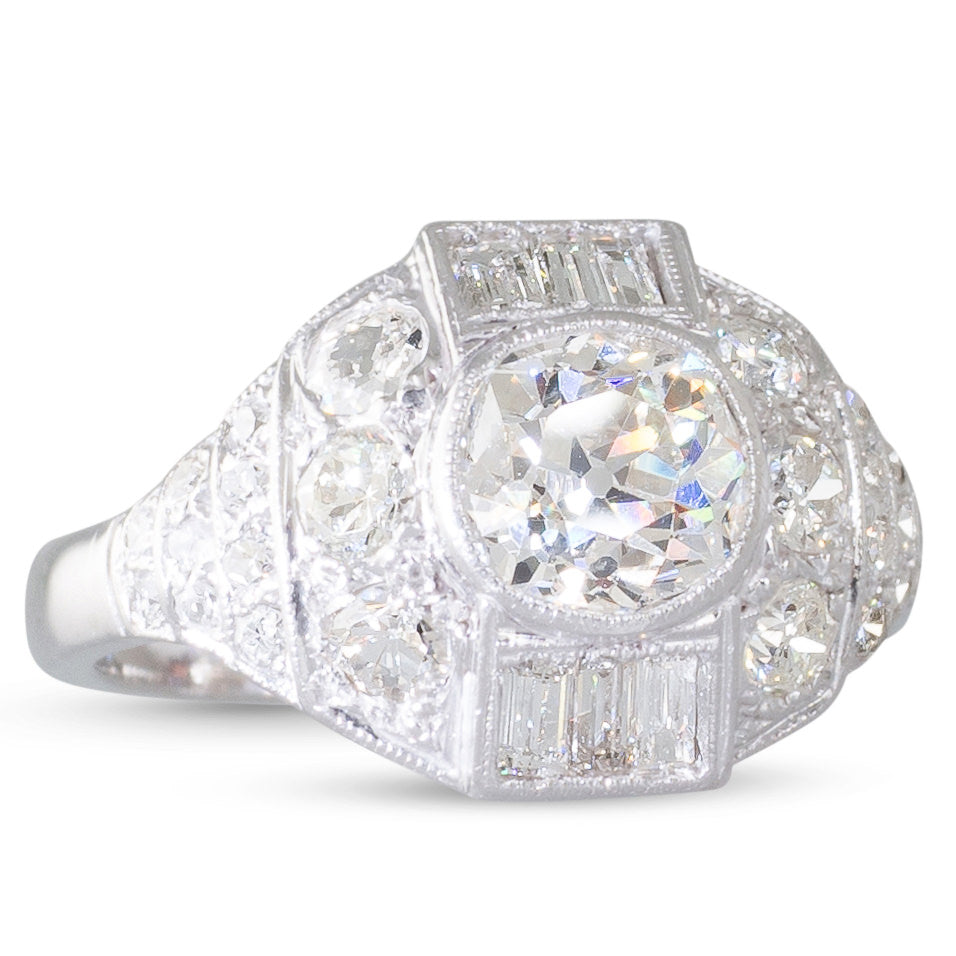 Art Deco Diamond Plaque Ring
