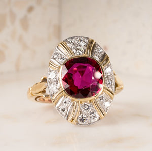 Unheated Ruby & Diamond Ring