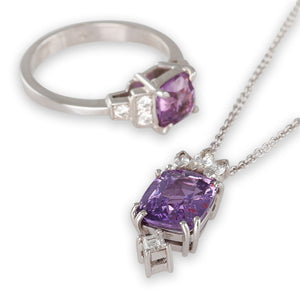 Pink-Purple Sapphire & Diamond Ring