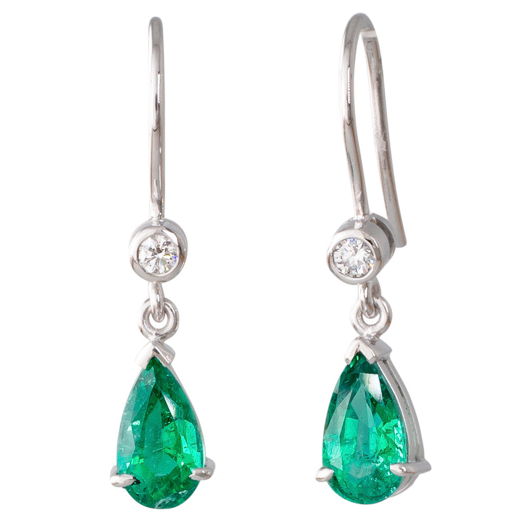 Emerald and best sale diamond drop earrings