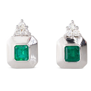 Emerald and Diamond Stud Earrings