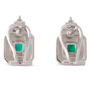 Emerald and Diamond Stud Earrings