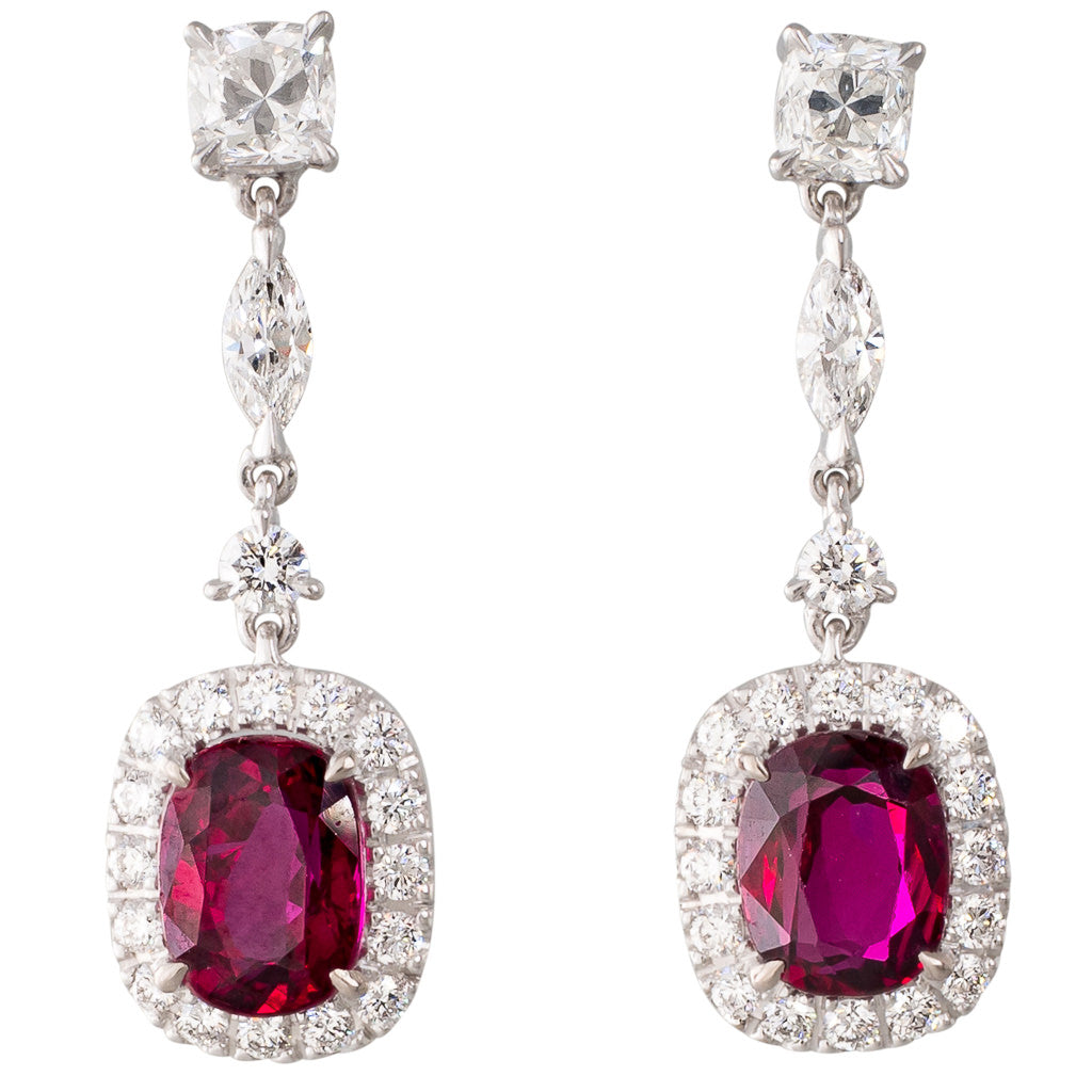 Unheated Ruby & Diamond Earrings