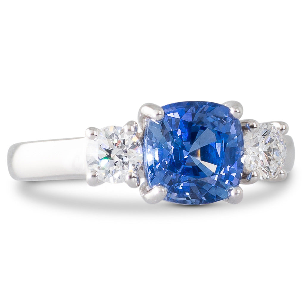 Sapphire & Diamond Three Stone Ring