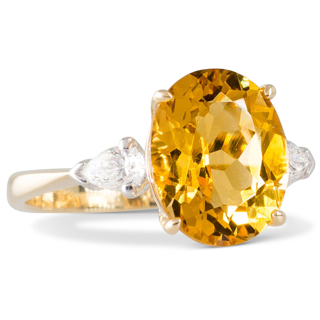 Golden Beryl & Diamond Ring