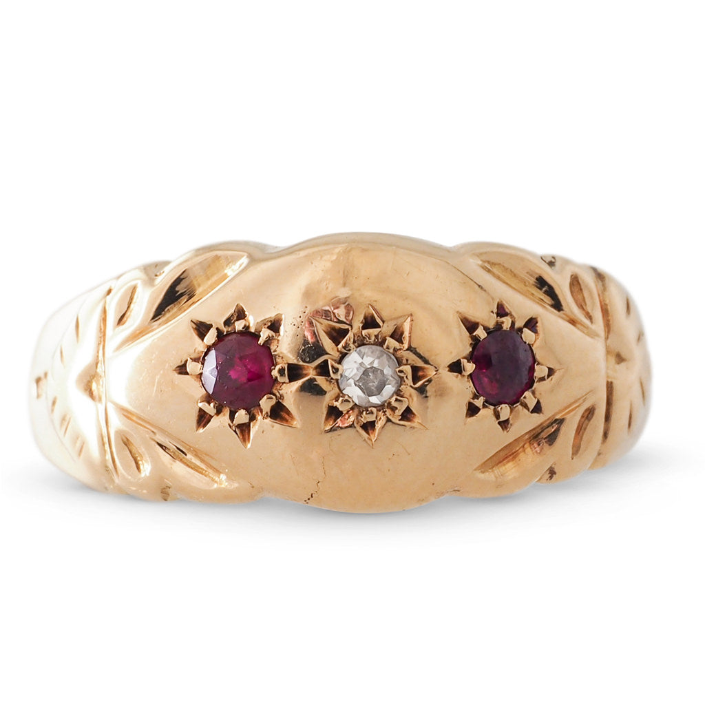 Antique Ring with Rubies & Diamond