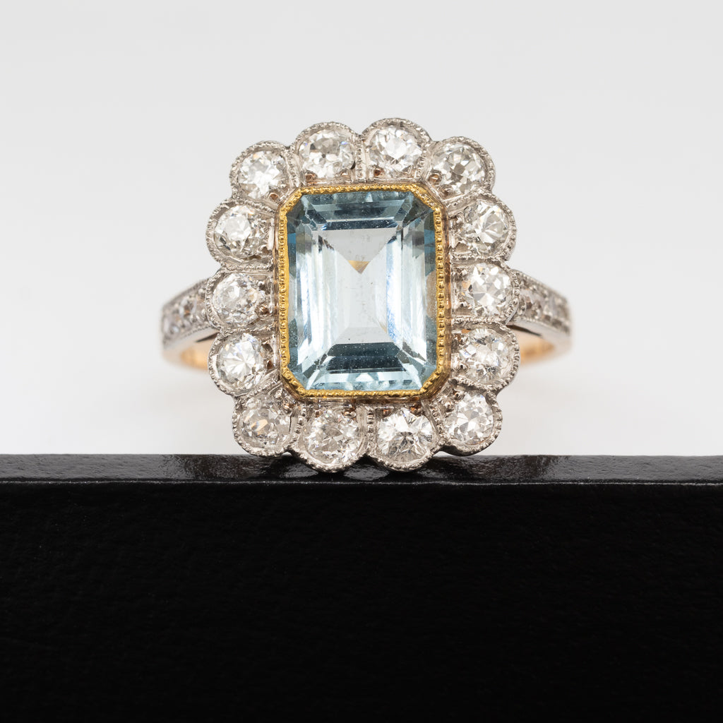 Aquamarine Cluster Ring