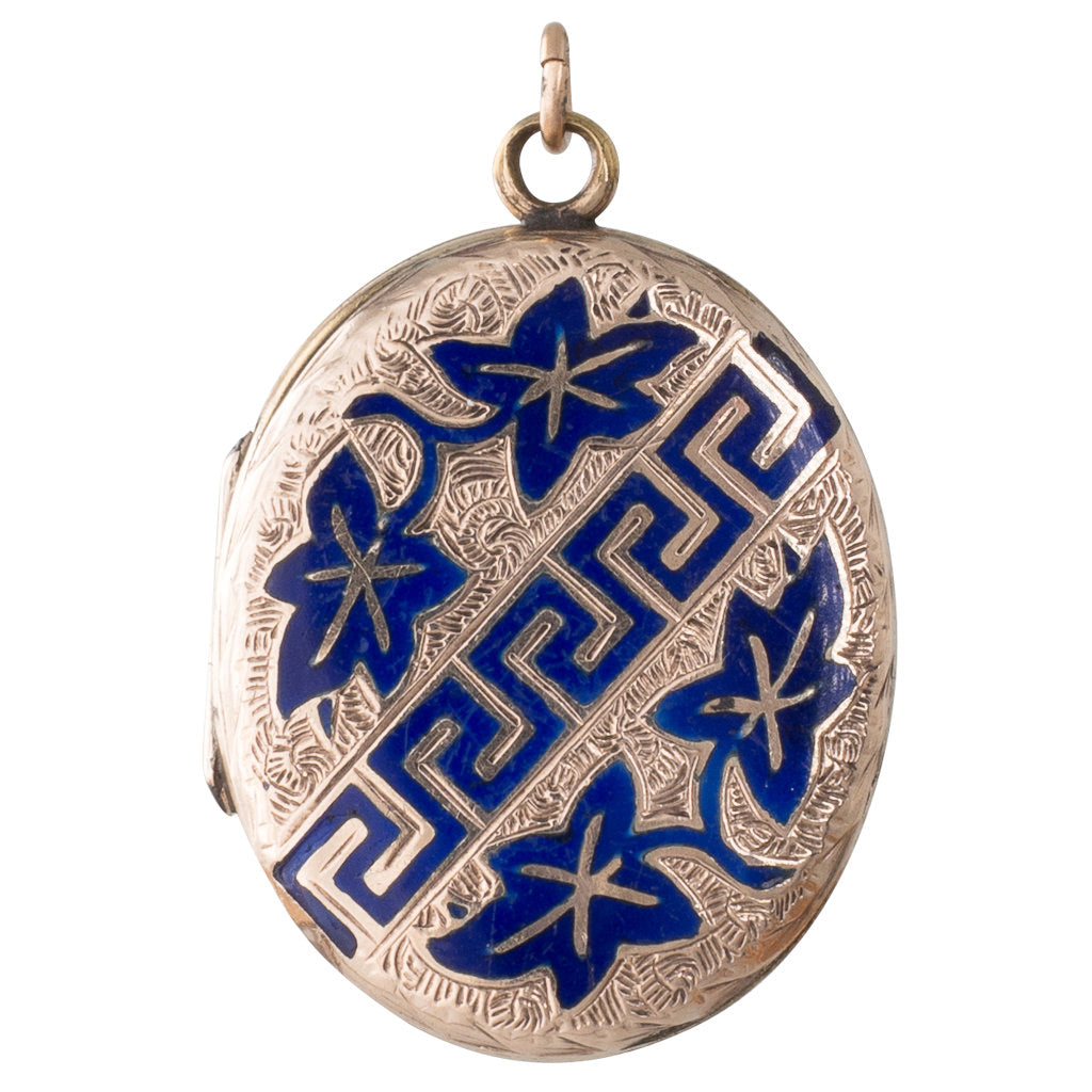 Antique Locket with Blue Enamel