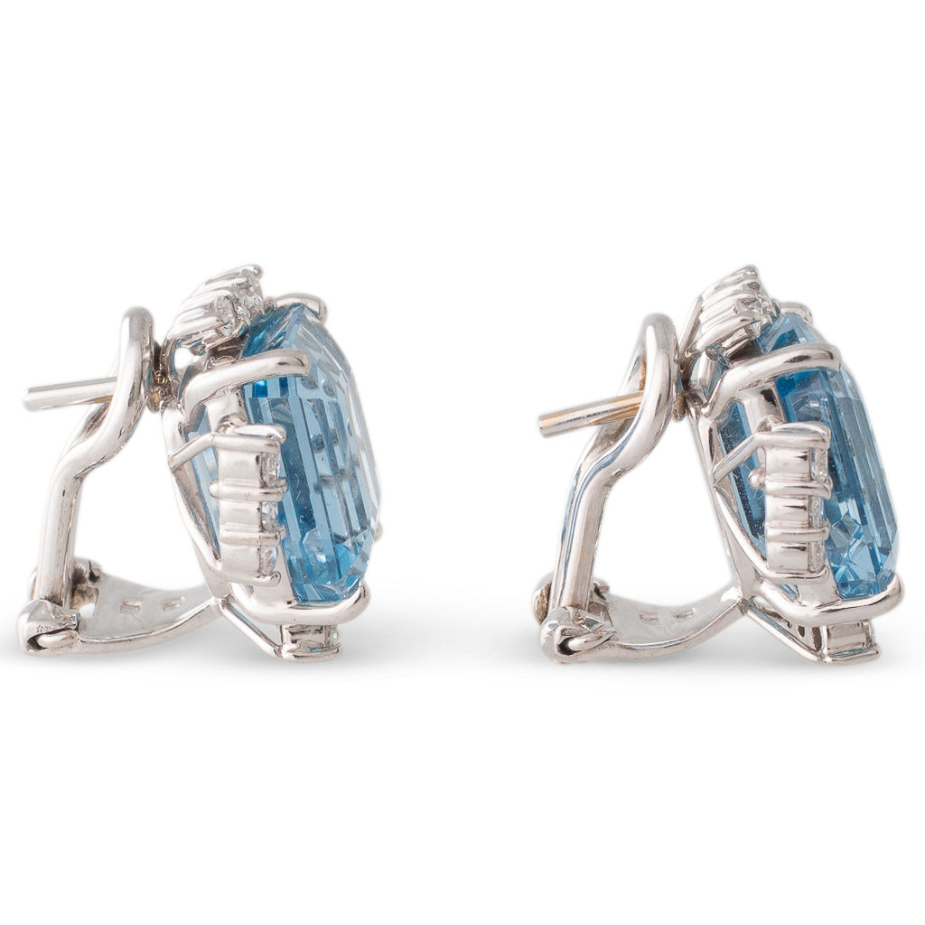 Aquamarine & Diamond Stud Earrings