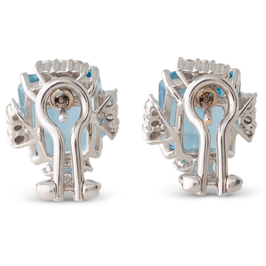 Aquamarine & Diamond Stud Earrings