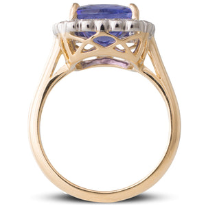 Cushion Cut Tanzanite Cluster Ring