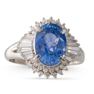 3.07ct Oval Sapphire Diamond Ring