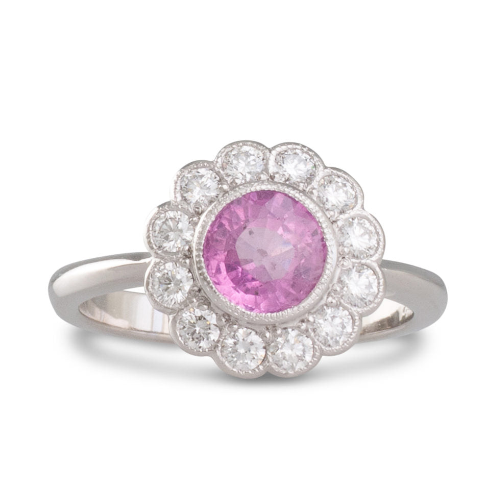 Pink Sapphire Cluster Ring