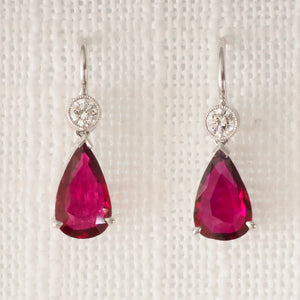 Unheated Ruby & Diamond Earrings