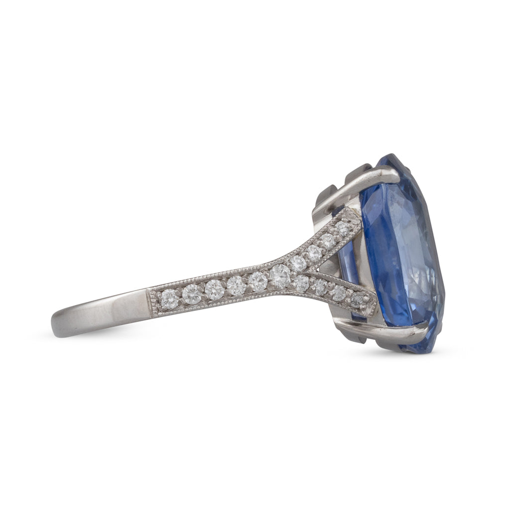 Unheated Sapphire & Diamond Ring