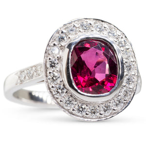 Ruby and Diamond Cluster Ring