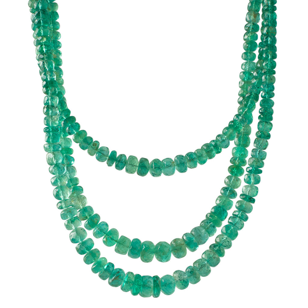 Triple Strand Faceted Emeralds