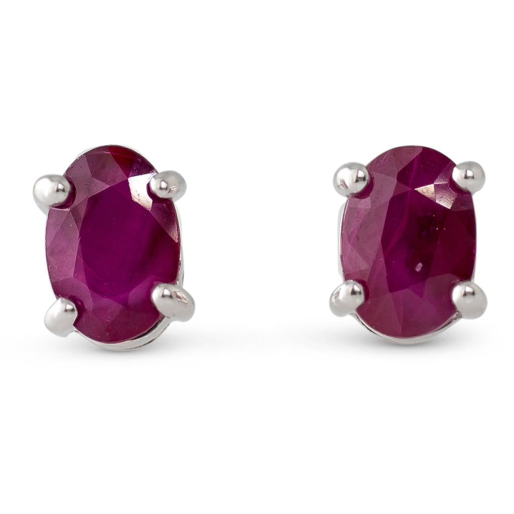 White Gold Ruby Stud Earrings