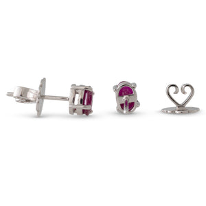 White Gold Ruby Stud Earrings