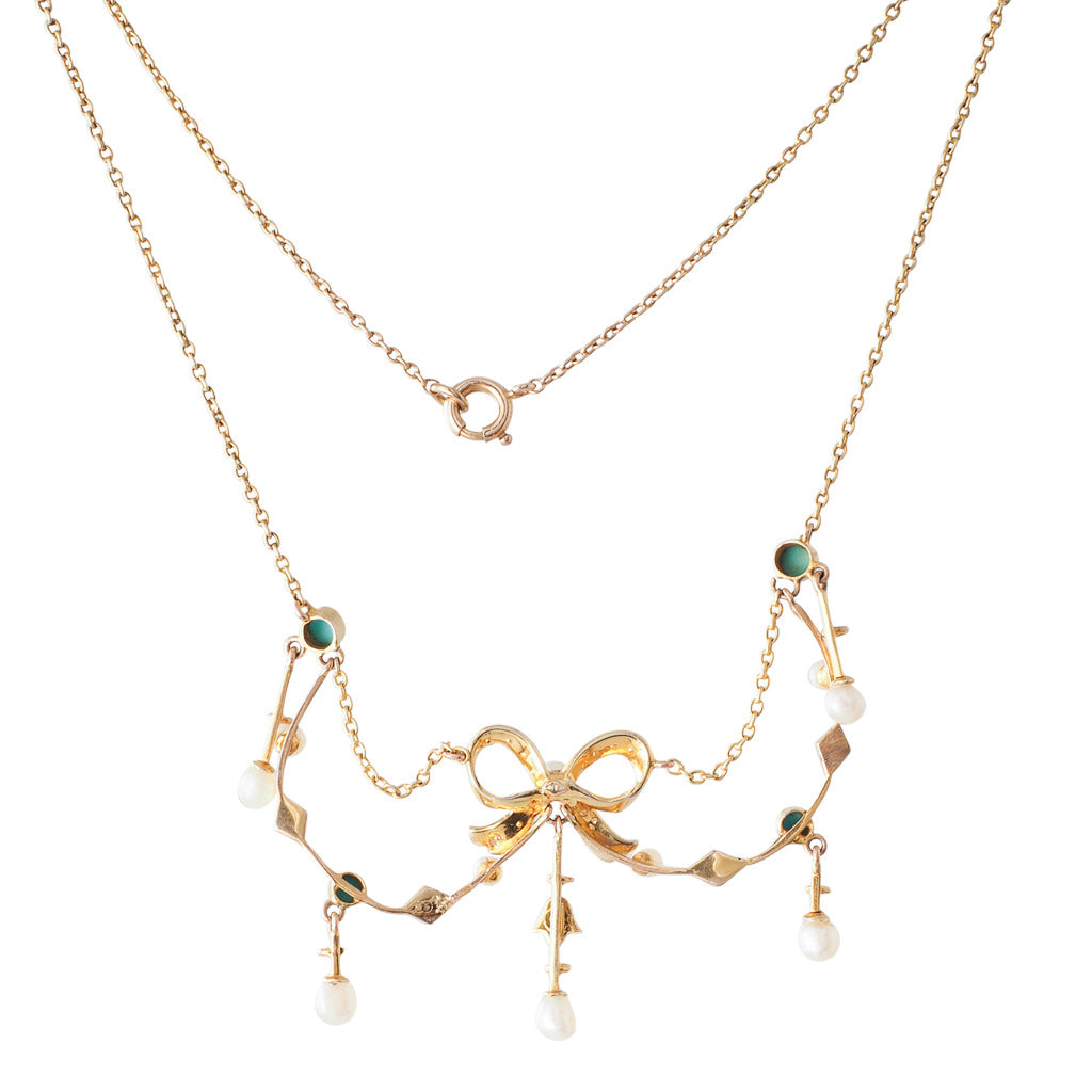 A Turquoise & Seed Pearl Necklet