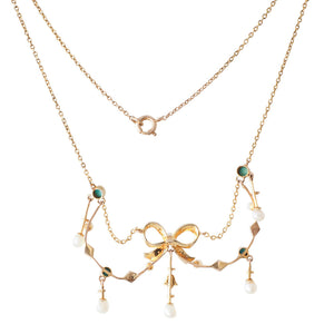 A Turquoise & Seed Pearl Necklet
