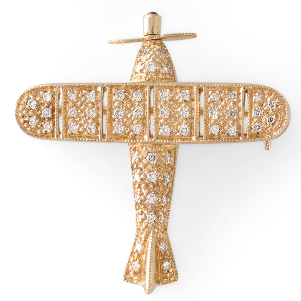 Diamond set Monoplane Brooch