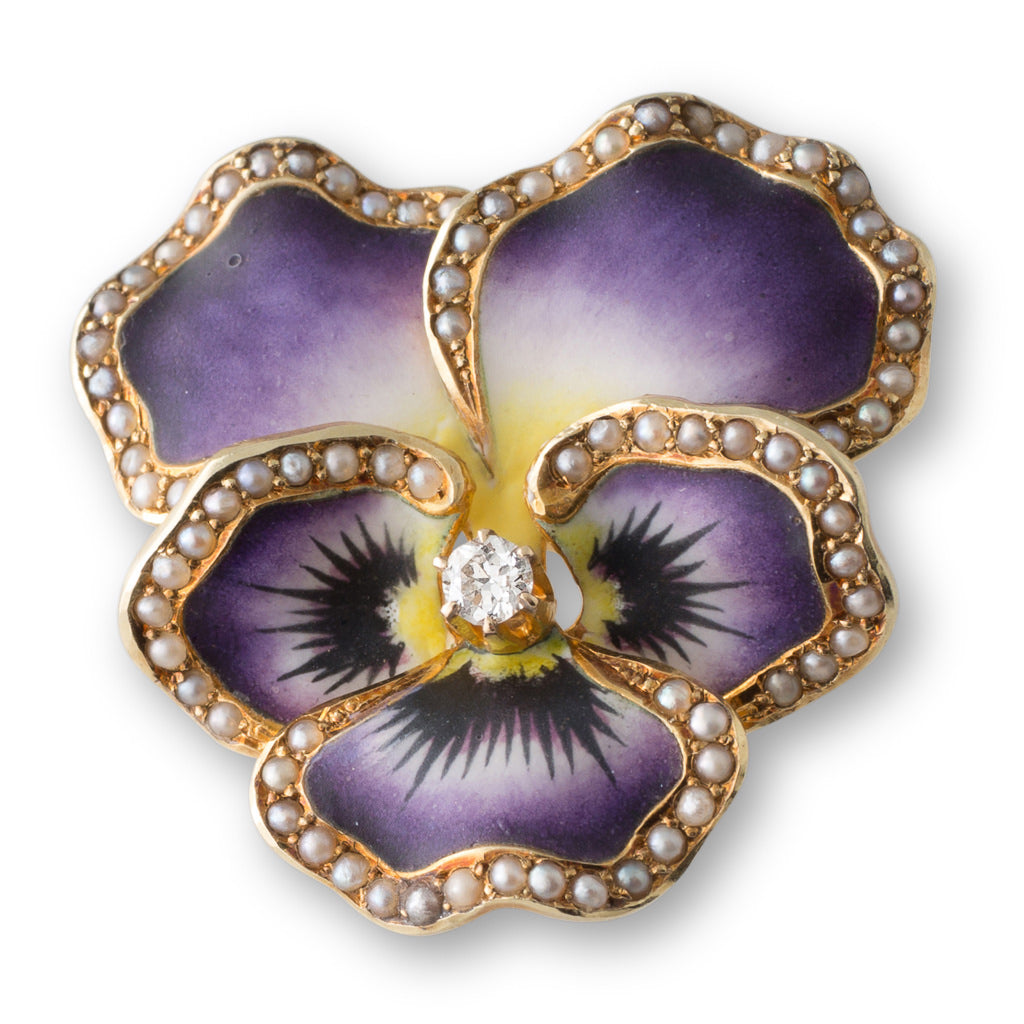 Purple Enamel Pansy Brooch