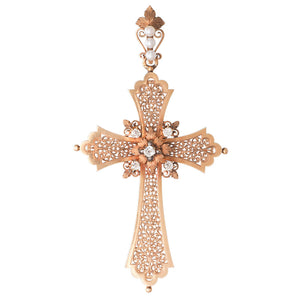 Antique Diamond Cross with Pearls