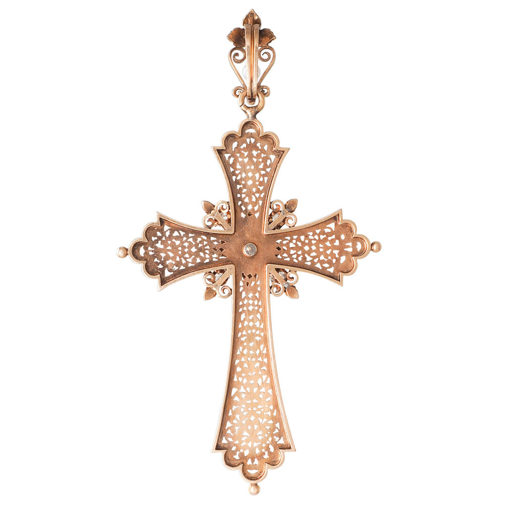 Antique Diamond Cross with Pearls