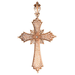 Antique Diamond Cross with Pearls