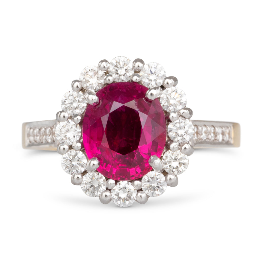 Unheated 2.16ct Ruby Cluster Ring