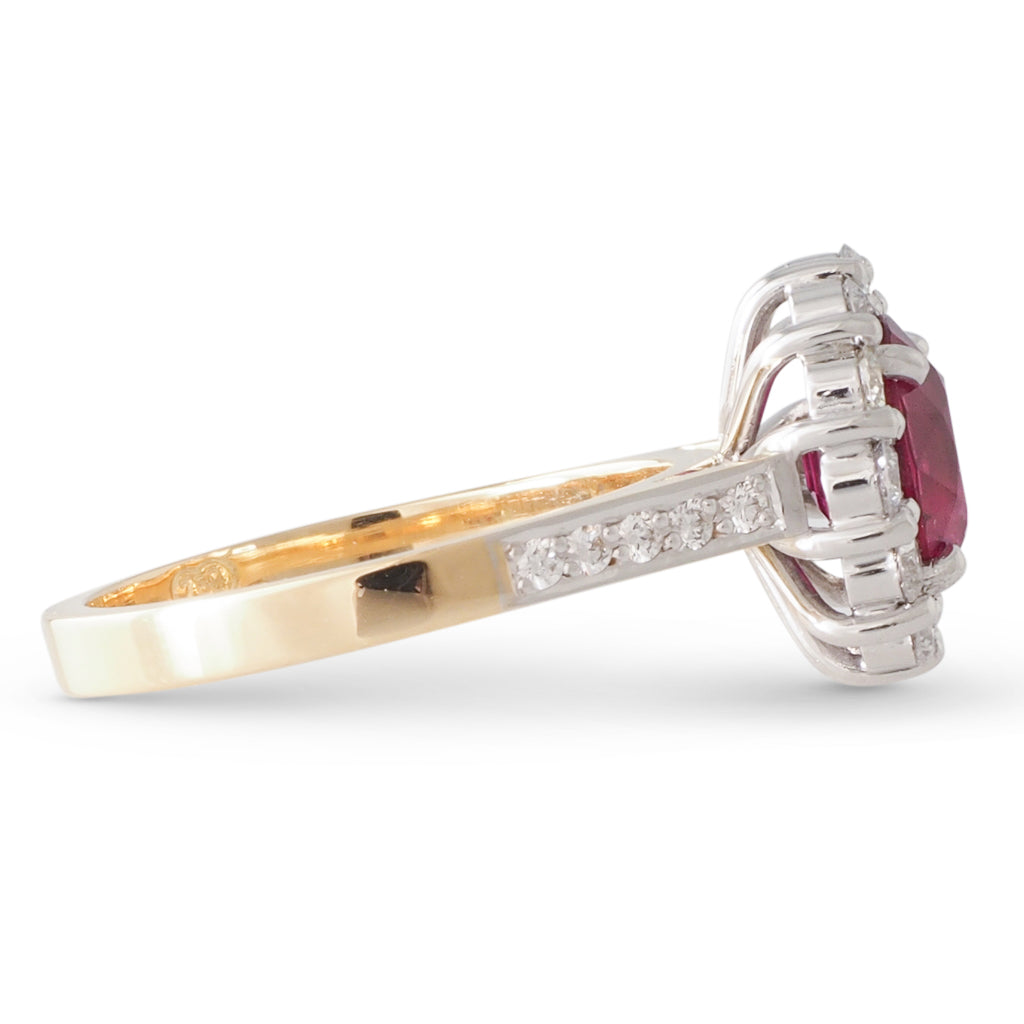 Unheated 2.16ct Ruby Cluster Ring