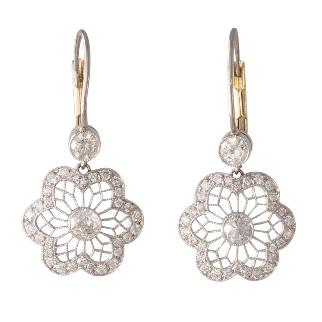 Antique Diamond Flower Earrings