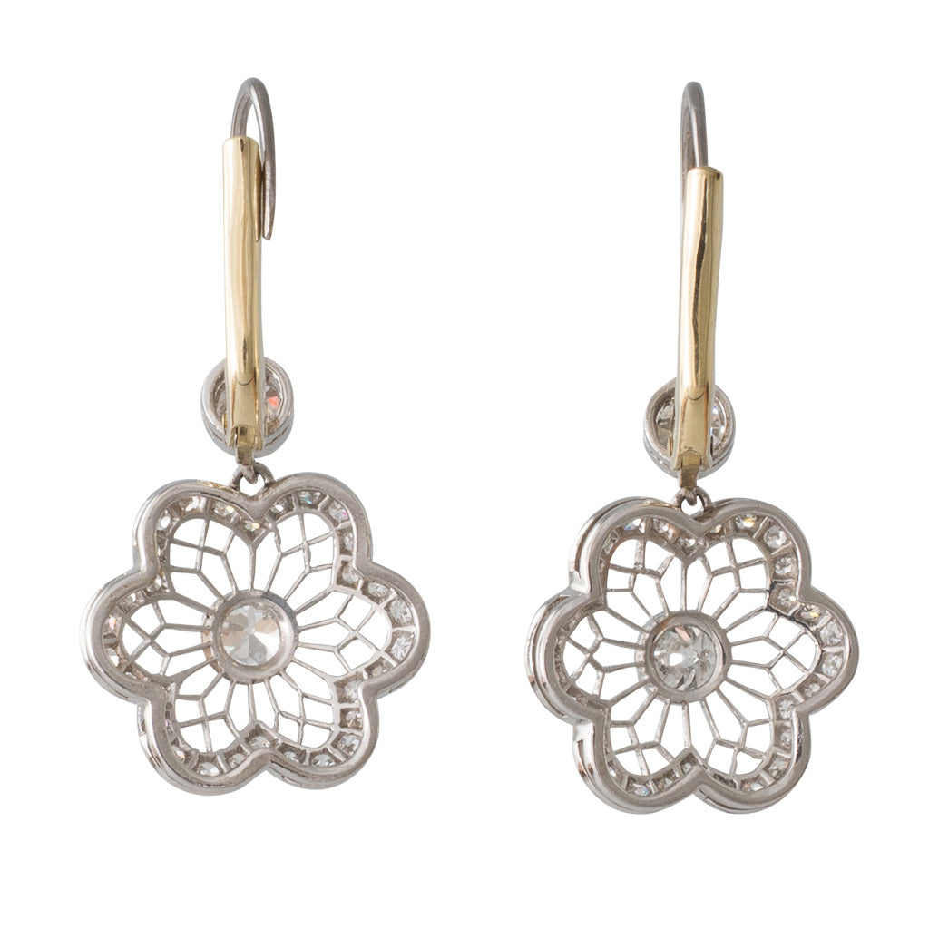 Antique Diamond Flower Earrings