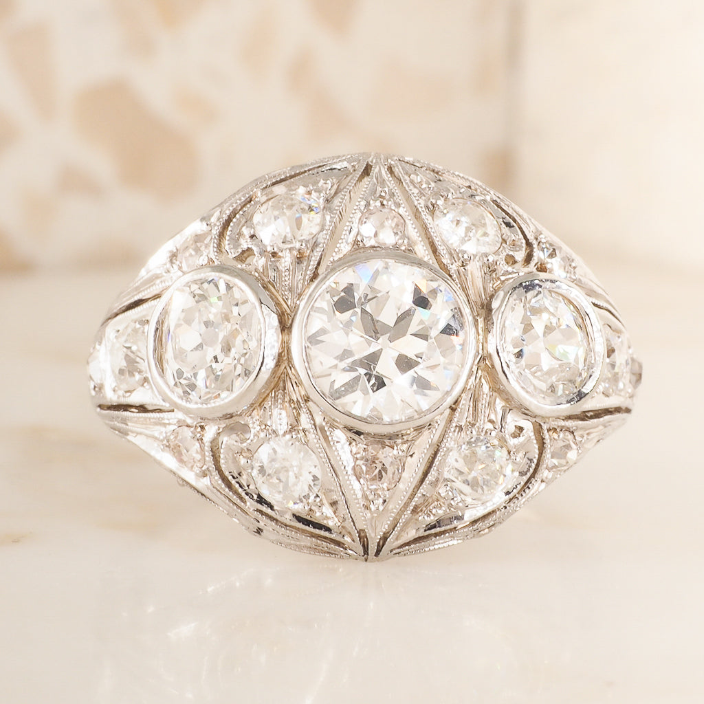 Art Deco Three Stone Ring