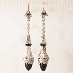 Antique Onyx and Diamond Earrings