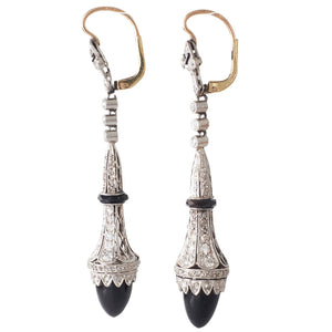 Antique Onyx and Diamond Earrings
