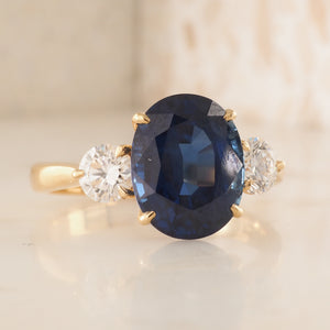 Sapphire & Diamond Three Stone Ring