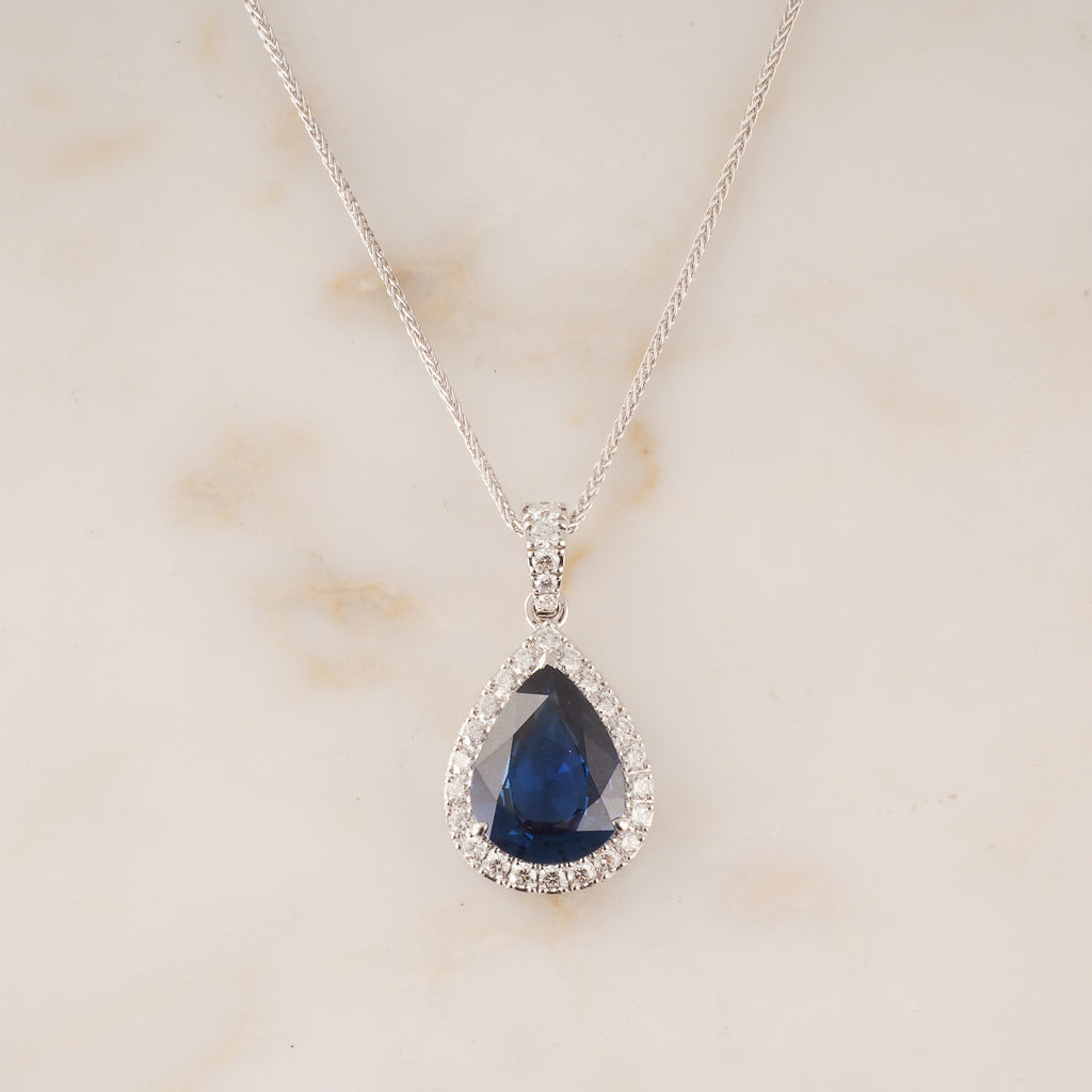 Unheated Sapphire & Diamond Pendant