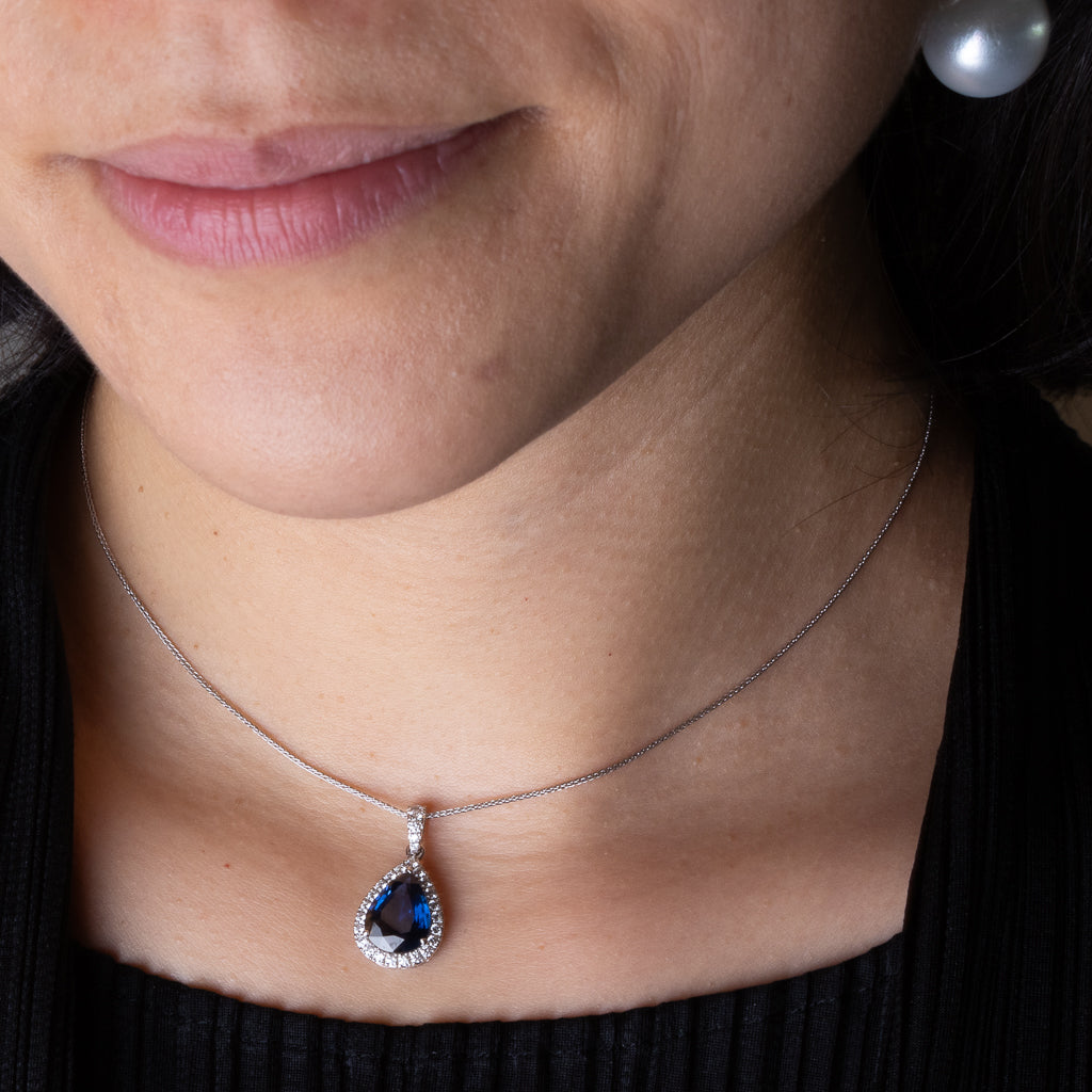 Unheated Sapphire & Diamond Pendant