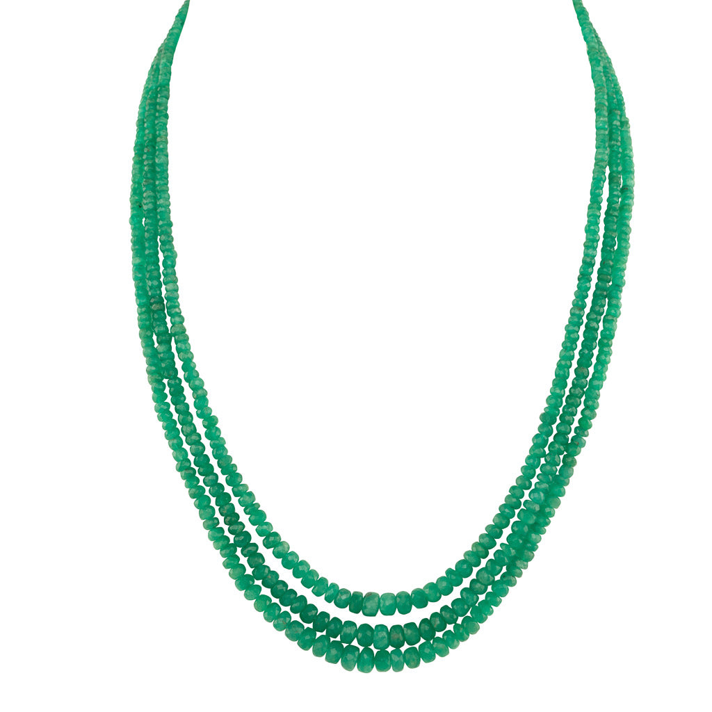 Triple Strand Emerald Beads