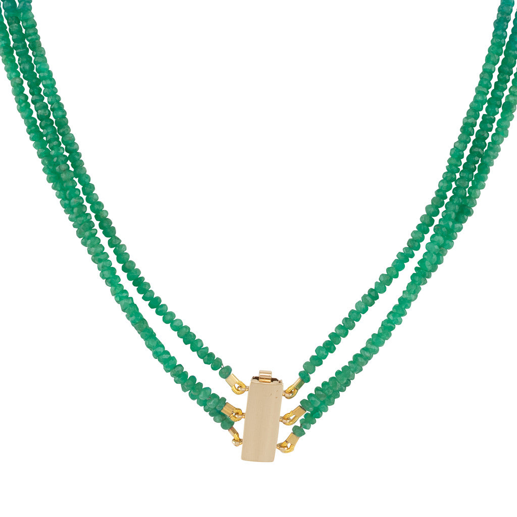 Triple Strand Emerald Beads