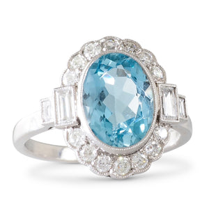 Aquamarine and Diamond Ring